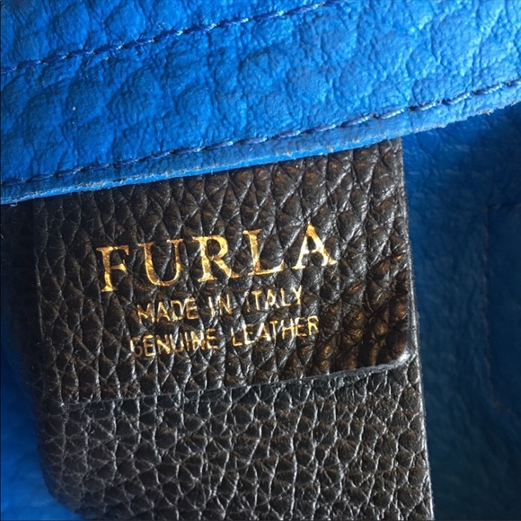 New Authentic Furla black leather hand bag